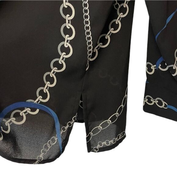 Chelsea & Theodore Chain Link Long Sleeve Blouse Size L - Picture 5 of 7